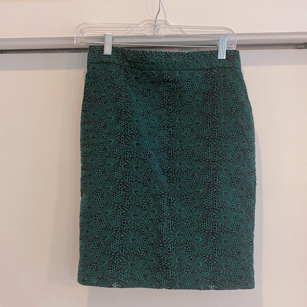 Green pattern Ann Taylor pencil skirt size 0P